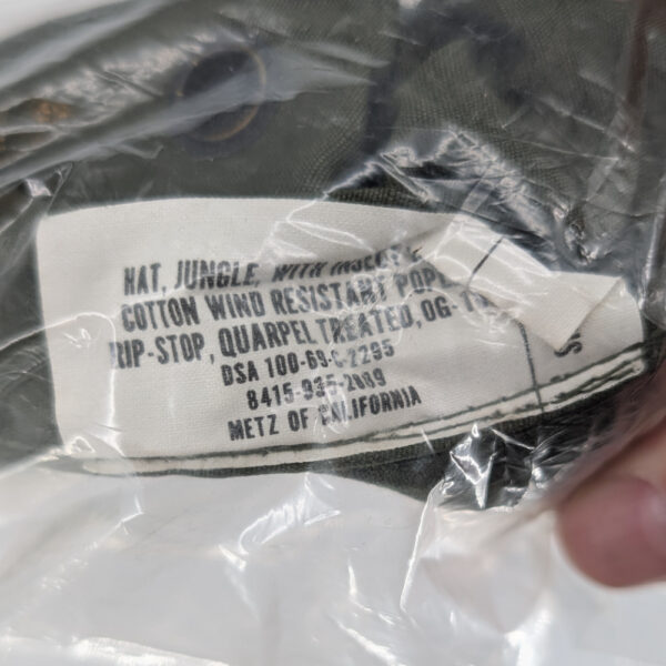 1969 Dated Vietnam Boonie Cap 6-7/8 Still Sealed in the Factory Bag - Image 3