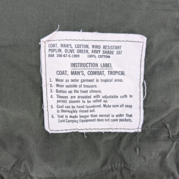 Unissued 1967 Wind Resistant Poplin Jungle Jacket in Size Large Regular - Image 5
