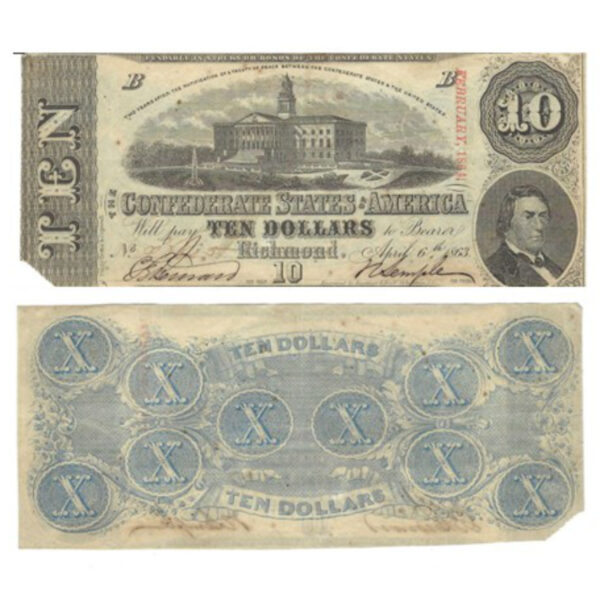 Confederate 1864 Richmond $10 Bill