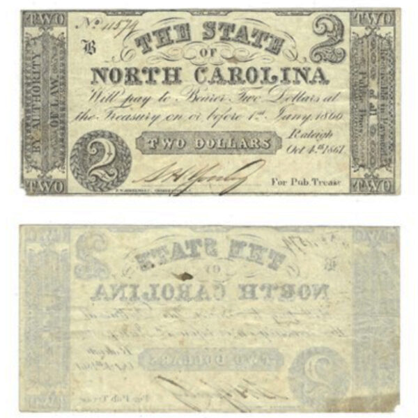 Confederate 1861 State Of North Carolina Uncirculated Bill