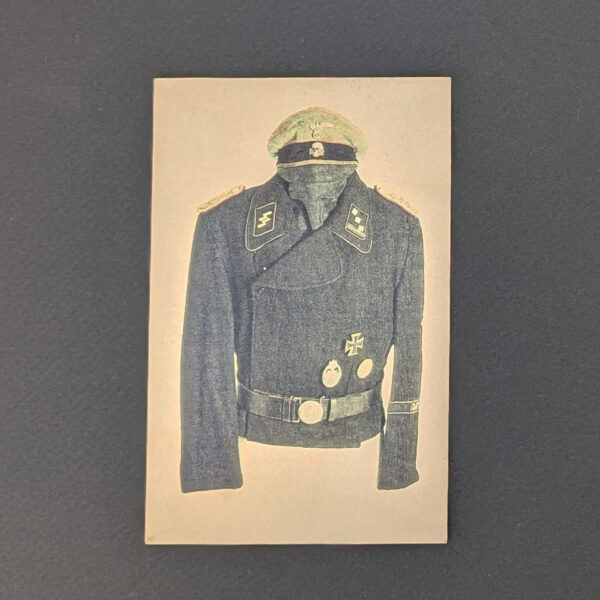 Waffen SS Leibstandarte Panzer Wrap and Visor Cap Color Bust Postcard