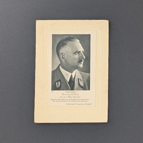 Embossed Portrait Postcard of Bernhard Rust Nazi education Minister