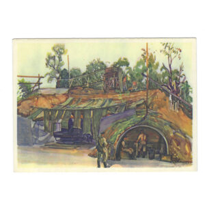 "Camouflaged Heavy Artillery Position" Color WWII German Army Postcard