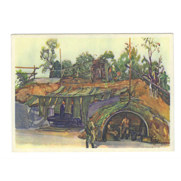 "Camouflaged Heavy Artillery Position" Color WWII German Army Postcard