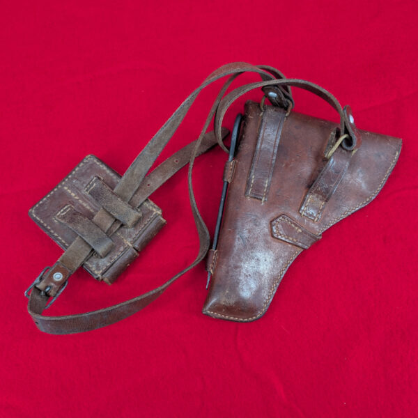 NVA / VC Chicom Supplied Leather Tokarev Leather Pistol Holster, Clip Pouch, and Cross Strap Set - Matching - Image 2