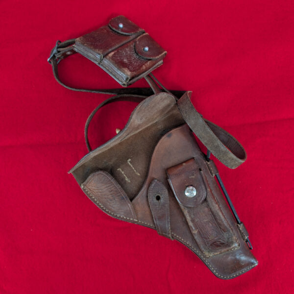 NVA / VC Chicom Supplied Leather Tokarev Leather Pistol Holster, Clip Pouch, and Cross Strap Set - Matching - Image 3