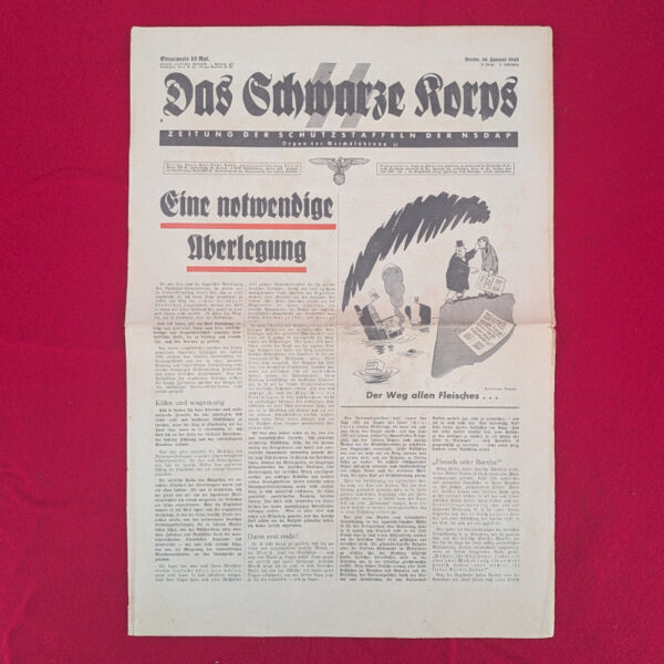 WWII German SS Newspaper "Das Schwarze Korps" January 16, 1941