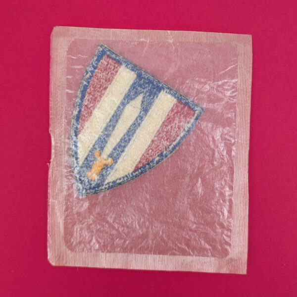 Original WWII US Army European Civil Affairs Division Patch in the Wax Paper Envelope When Used as a Cereal Box Prize Postwar - Image 2